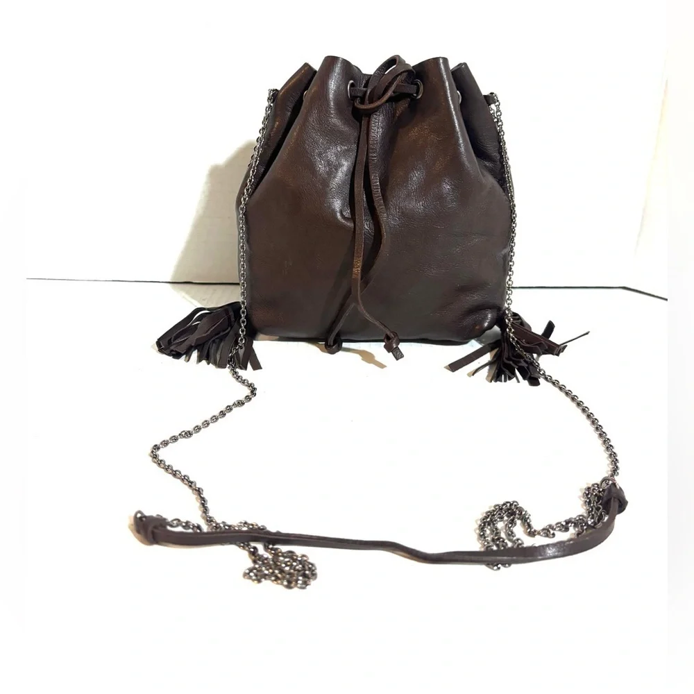 Miu Miu Brown Leather crossbody Drawstring mini Bag
